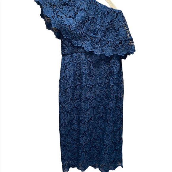 Nanette Lepore Lace Asymmetric One-Shoulder Cocktail Dress Navy Size 4 - Picture 4 of 9